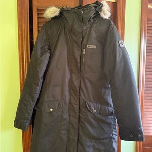 Columbia Black Jacket with Fur Detail